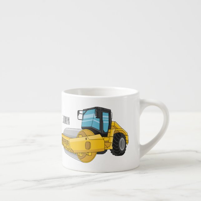 Road roller cartoon illustration  espresso cup (Right)