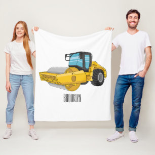 Road roller cartoon illustration fleece blanket