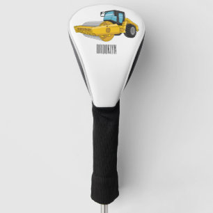 Road roller cartoon illustration golf head cover