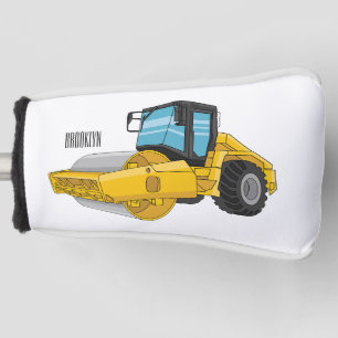 Road roller cartoon illustration golf head cover