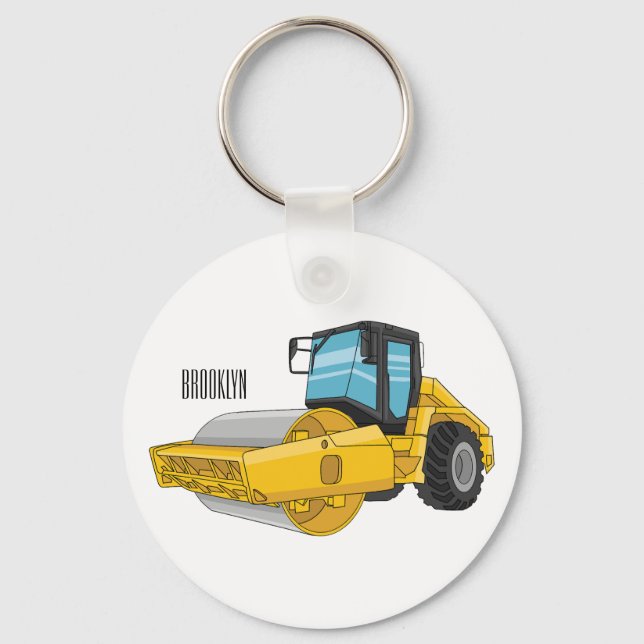 Road roller cartoon illustration key ring (Front)