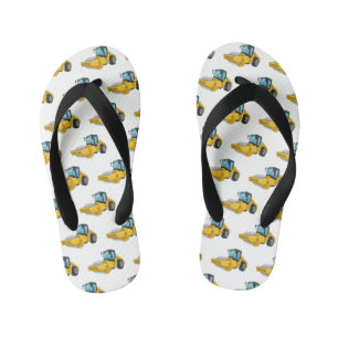 Road roller cartoon illustration kid's thongs