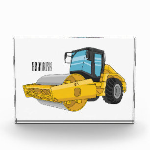 Road roller cartoon illustration photo block