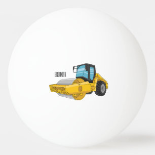 Road roller cartoon illustration ping pong ball