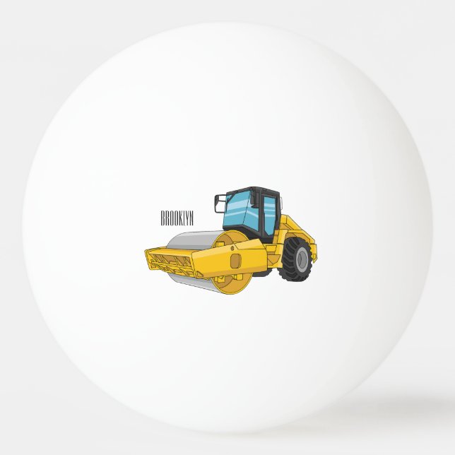 Road roller cartoon illustration ping pong ball (Front)