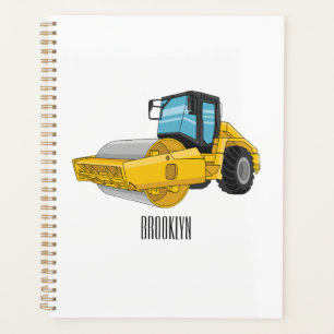 Road roller cartoon illustration planner