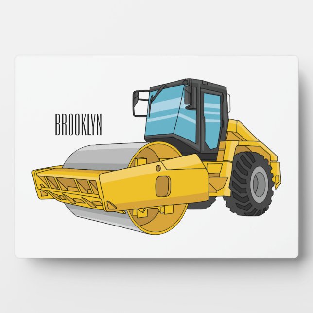 Road roller cartoon illustration plaque (Front)
