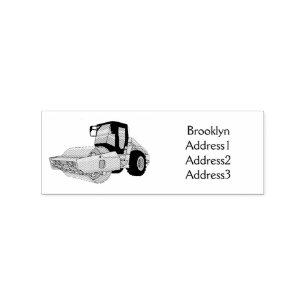 Road roller cartoon illustration rubber stamp