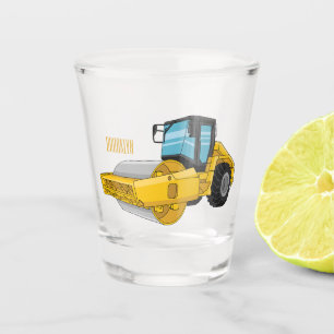 Road roller cartoon illustration shot glass