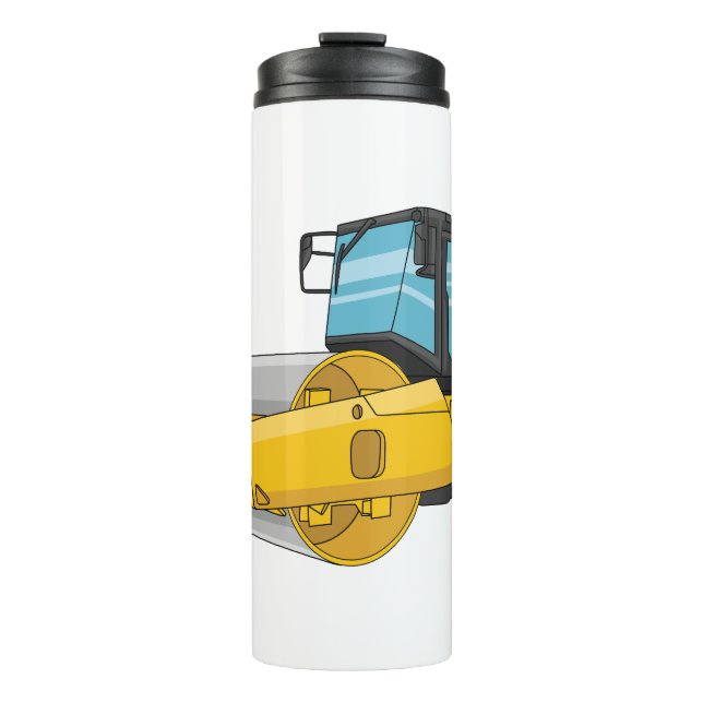 Road roller cartoon illustration thermal tumbler (Front)
