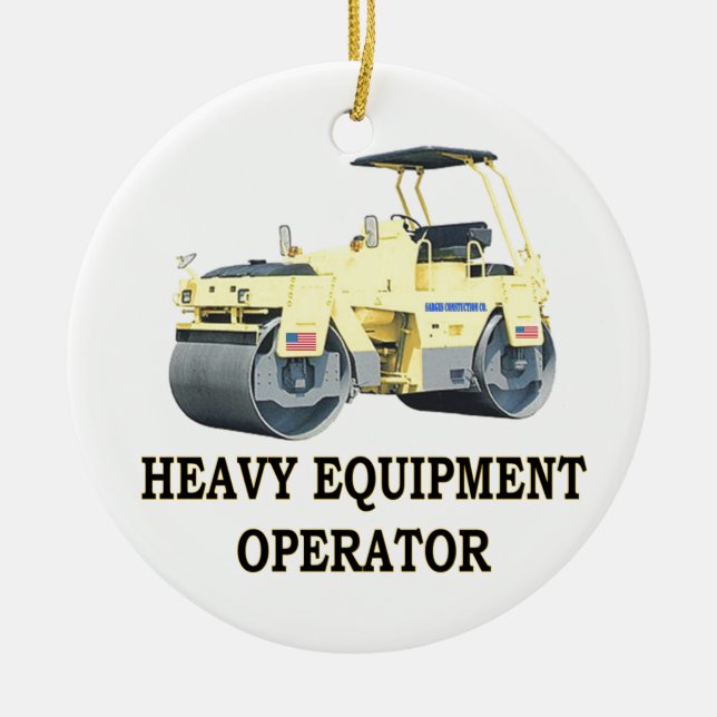 ROAD ROLLER CERAMIC TREE DECORATION (Front)