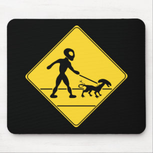 Road Sign- Alien Crossing Mouse Pad