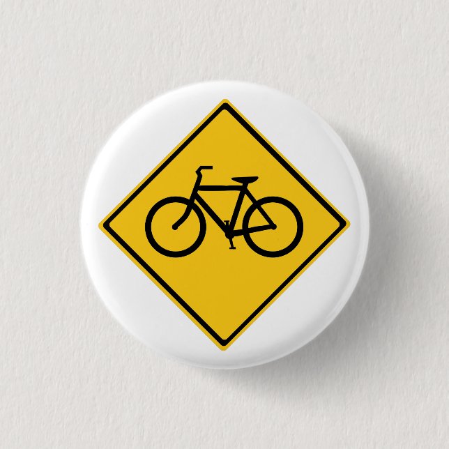 Road Sign Bicycle 3 Cm Round Badge (Front)