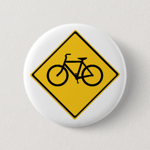 Road Sign Bicycle 6 Cm Round Badge