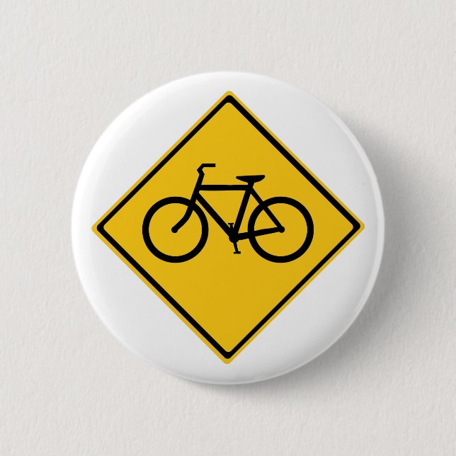 Road Sign Bicycle 6 Cm Round Badge (Front)