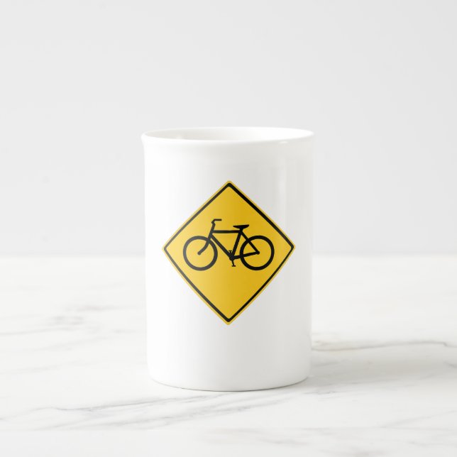 Road Sign Bicycle Bone China Mug (Front)