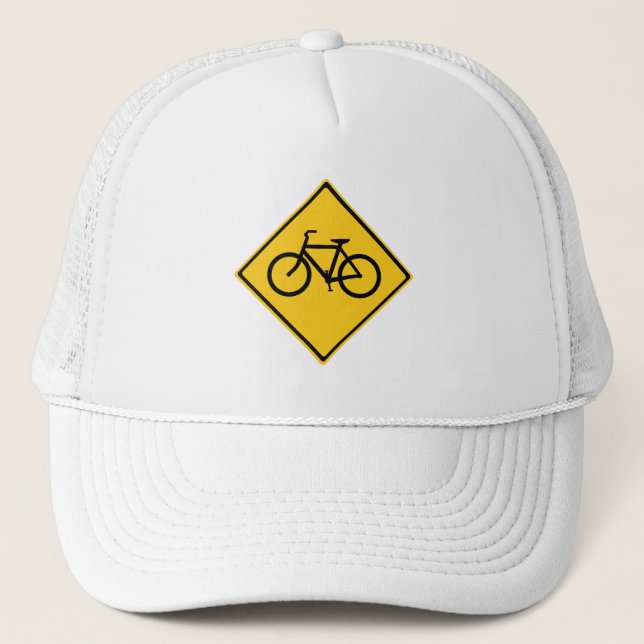 Road Sign Bicycle Trucker Hat (Front)