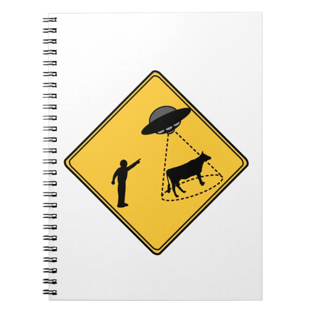 Road Sign- Cow and UFO Notebook (Front)