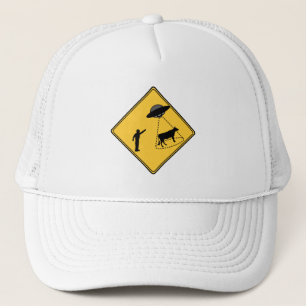 Road Sign- Cow and UFO Trucker Hat