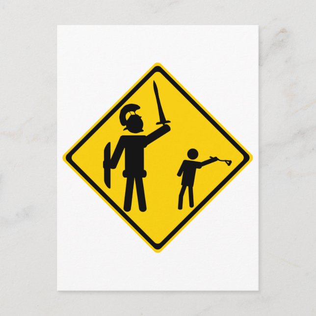 Road Sign David and Goliath Postcard (Front)