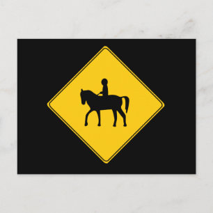 Road Sign- Horseback Rider Postcard