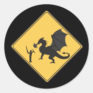 Road Sign- Knight & Dragon Sticker