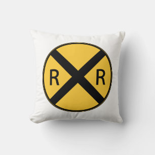 Road Sign Railroad Crossing Cushion