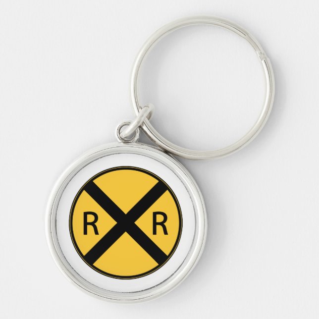 Road Sign Railroad Crossing Key Ring (Front)