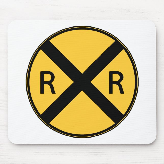 Road Sign Railroad Crossing Mouse Pad (Front)