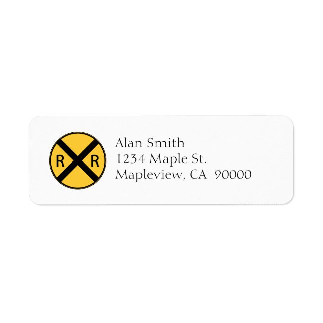 Road Sign Railroad Crossing Return Address Label (Front)