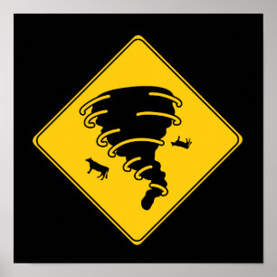 Road Sign- Tornado Poster