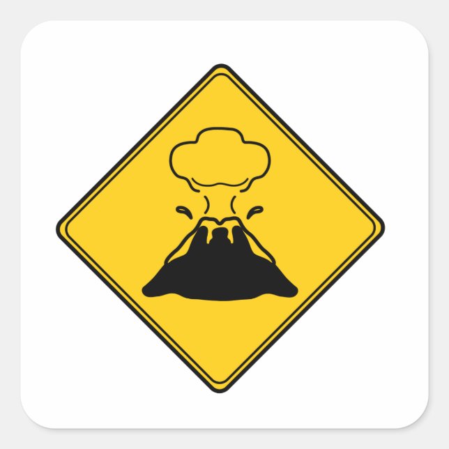 Road Sign- Volcano Square Sticker (Front)