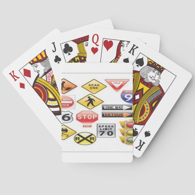 Road signs and traffic light design playing cards (Back)