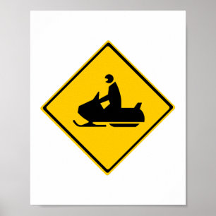 Road Snowmobile Warning Sign Snow Winter