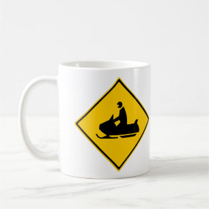 Road Snowmobile Warning Sign Snow Winter Coffee Mug