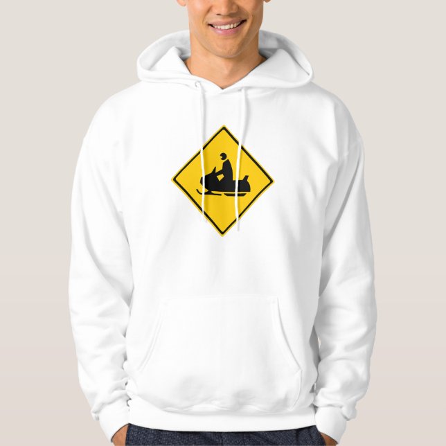 Road Snowmobile Warning Sign Snow Winter Hoodie (Front)