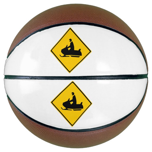 Road Snowmobile Warning Sign Snow Winter Plus Basketball (Front)