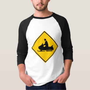 Road Snowmobile Warning Sign Snow Winter T-Shirt