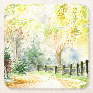 Road Square Paper Coaster