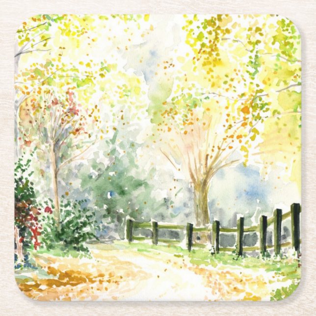 Road Square Paper Coaster (Front)