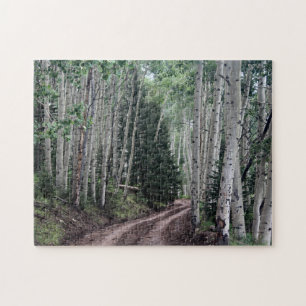 Road Through The Birch Jigsaw Puzzle
