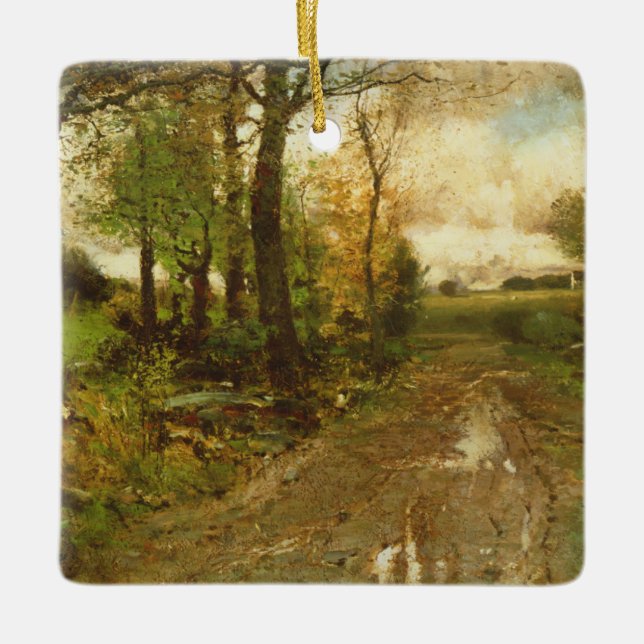 Road Through the Woods Ceramic Ornament (Front)