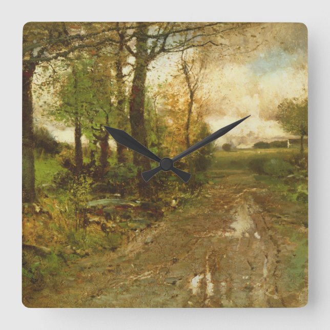 Road Through the Woods Square Wall Clock (Front)