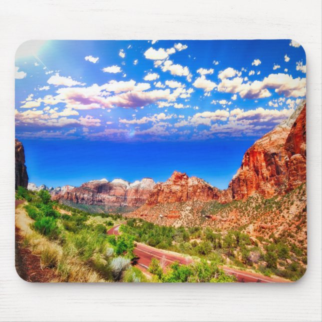 Road Through Zion National Park Mouse Pad (Front)
