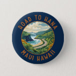 Road to Hana Maui Hawaii Retro Distressed Circle 6 Cm Round Badge<br><div class="desc">Road to Hana in a vector art style. The Hana Highway is a 64.4-mile-long stretch of Hawaii Routes 36 and 360 which connects Kahului to the town of Hana in east Maui.</div>
