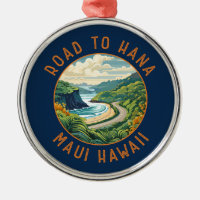Road to Hana Maui Hawaii Retro Distressed Circle