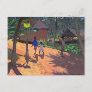 Road to Kovalum Beach Kerala 1996 Postcard