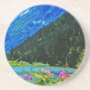 Road to Seward Alaska Abstract Impressionism Coaster