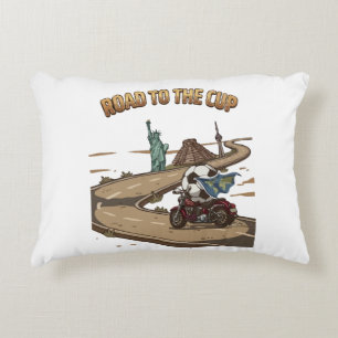 Road to the Cup — Soccer Ball Biker World Tour Decorative Cushion
