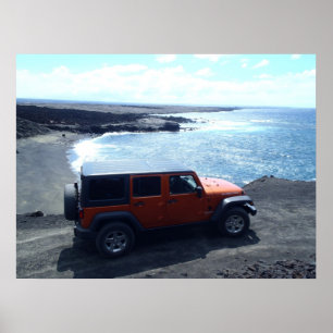 Road to the Sea jeep adventure beach view poster